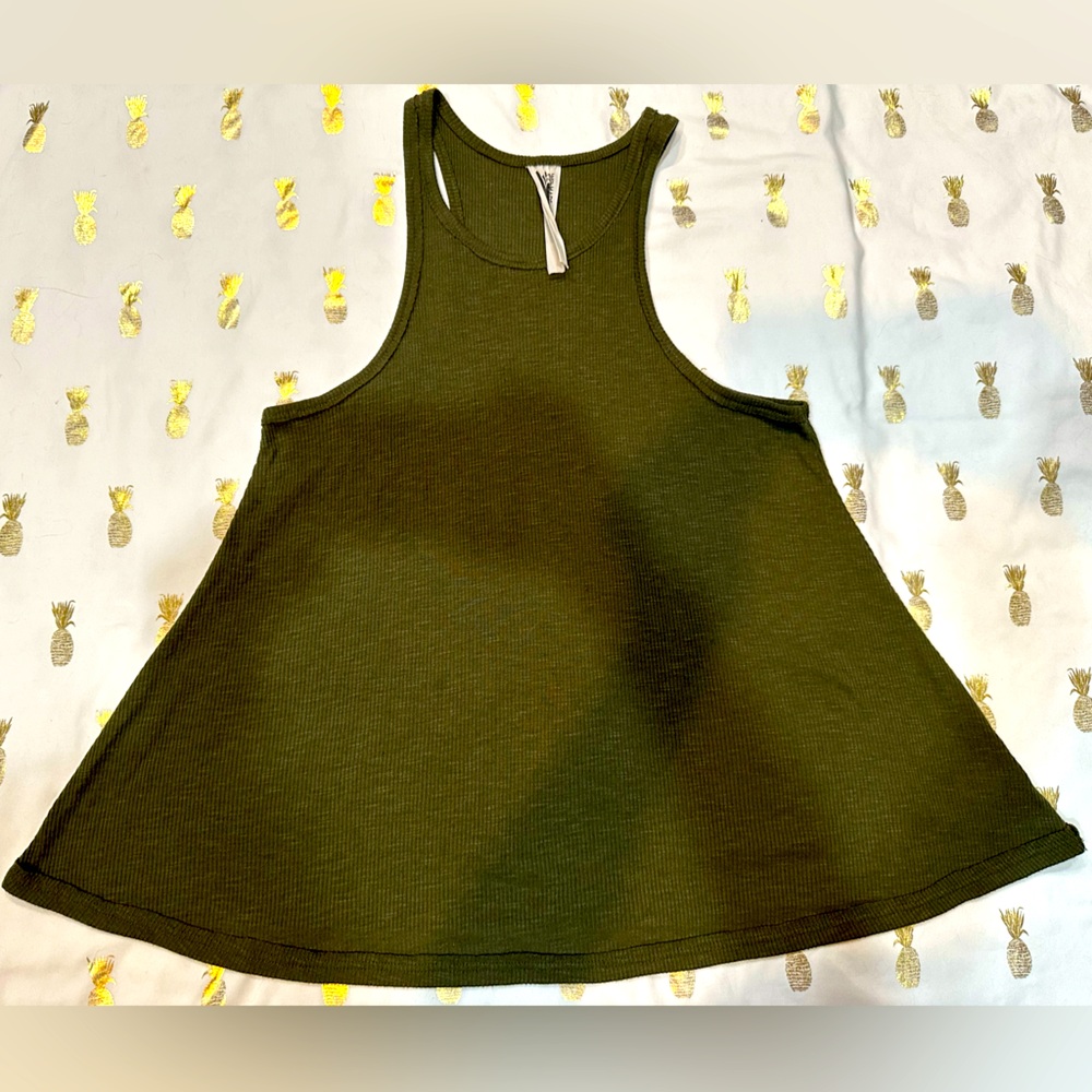 Free People Flowy Tank Top Ladies Size Small, Olive Green EUC